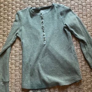 LL Bean Ladies Henley style waffle tee
